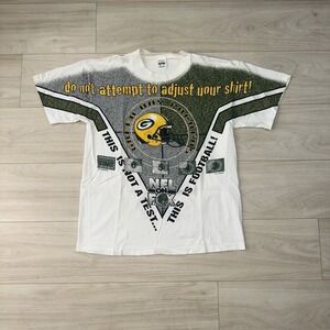 Vintage 90s Green Bay Packers Shirt Size Large NFL on‎ Fox Retro Football AOP